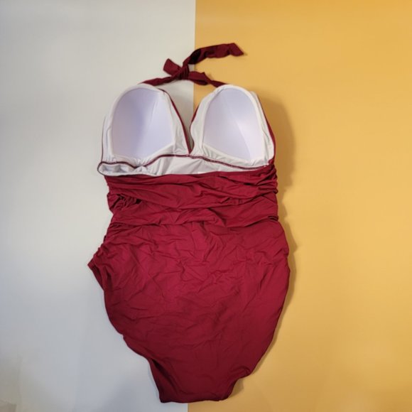 RXRXCOCO Women V Neck One Piece Swimsuits Tummy Control Ruched size X-Large NEW - Picture 6 of 10